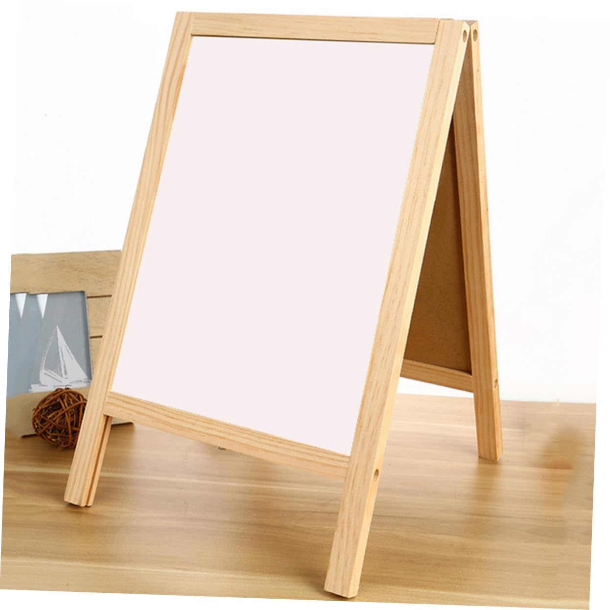 Panneaux à Craie Double Face en Bois Blanc et Noir Support