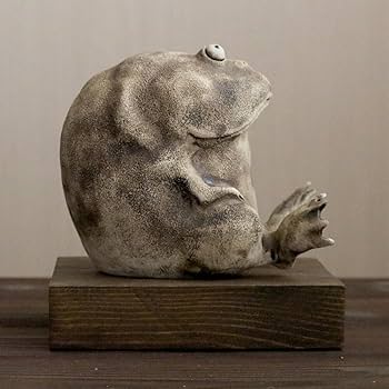 カエルの陶器彫刻2点セット Amazon.co.jp: heizi カエル 置物 2個セット 庭 陶器 ガーデン