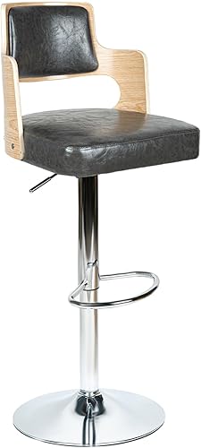 Miereirl Juego de 2 taburetes de bar de altura Morden con respaldo de madera asiento grueso silla giratoria ajustable para el hogar cocina isla gris