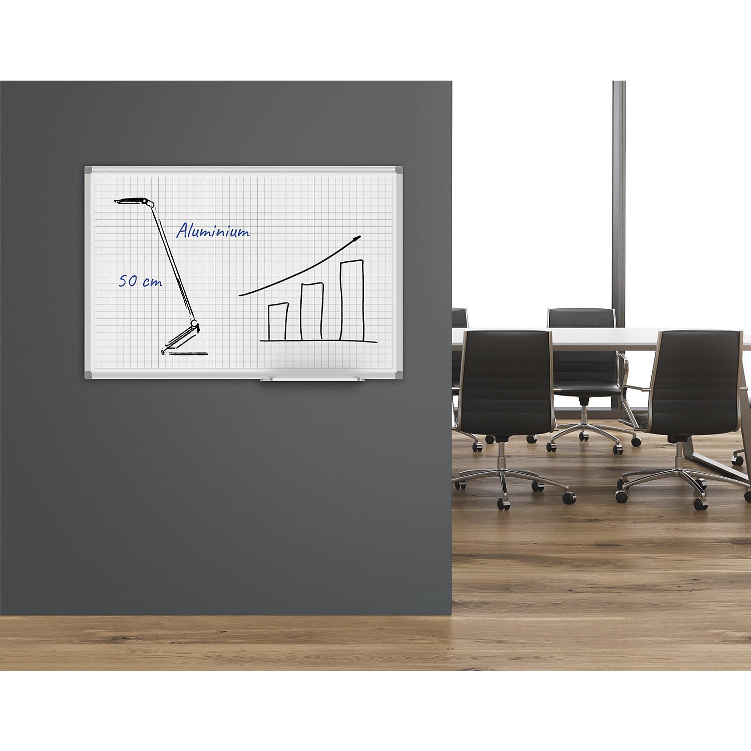 MAUL | Rastertafel MAULstandard | Weiß | Raster 20 x 20 mm | BxH 900 x 600 mm