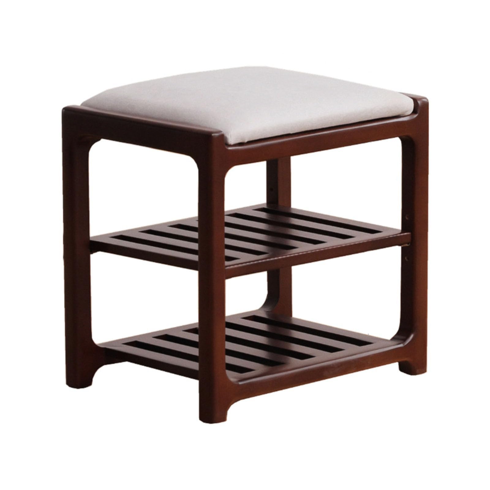 JSLJJBD Panca Portascarpe In Legno Con Seduta Imbottita - Sgabello Cambiascarpe A Doppio Strato - 40x29x42 Cm - Colore Legno - Per Ingresso E Corridoio