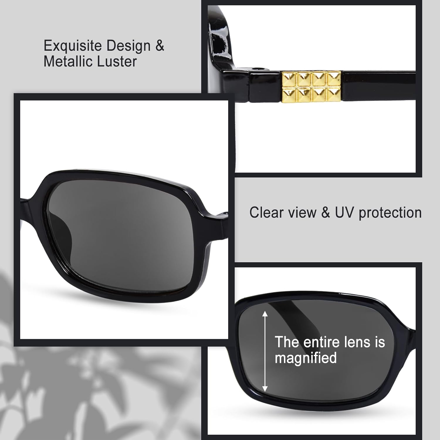 OPTOFENDY Reading Sunglasses for Women Retro Rectangle 90s Full Lens Sun Readers UV400 Outdoor Sunglasses - Image 4