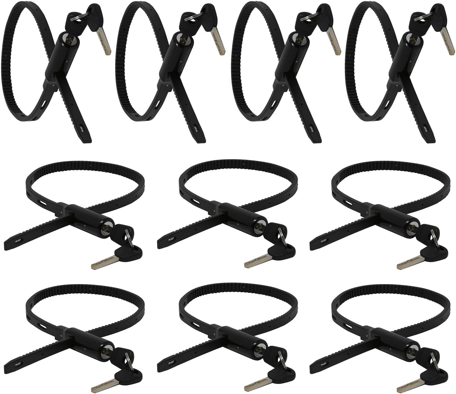 Urban August Multi-Purpose Keyed Adjustable Zip Tie Lock - 3 Pack Keyed Alike - Black Stainless Steel Refrigerator Cabinet Bike Stroller Helmet Lock
