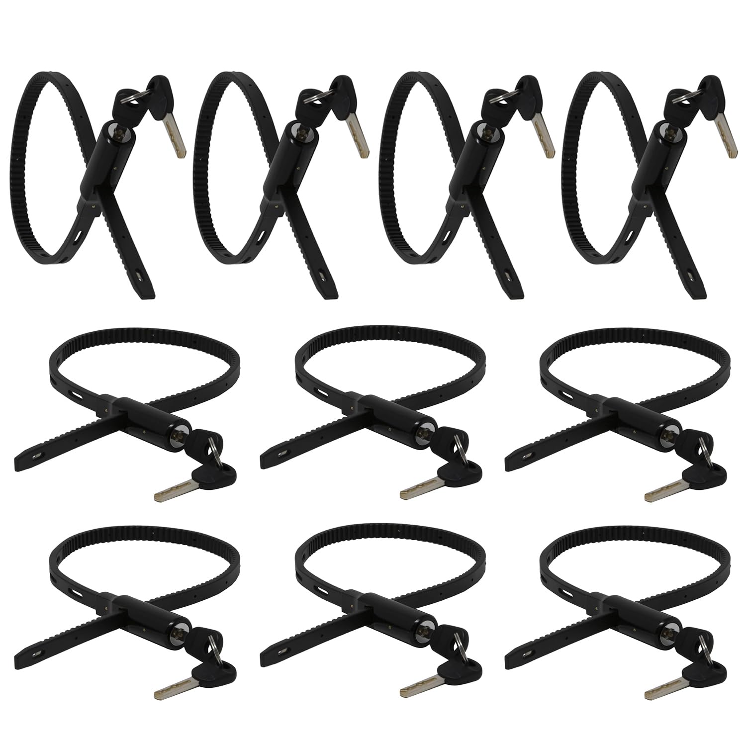 Urban August Adjustable Zip Tie Lock for Refrigerator Door Cabinet Bike Stroller Helmet - Multi-Purpose Keyed French Door Lock (10 Pack Keyed Alike)