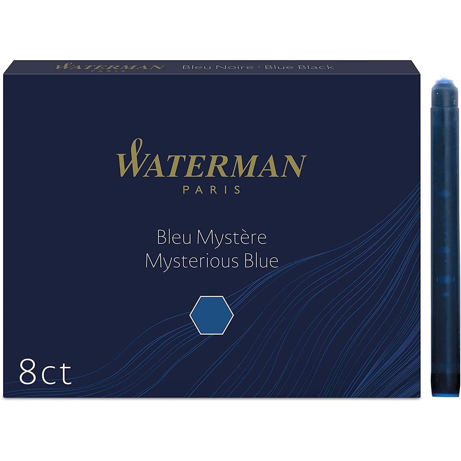 Waterman Lot de 10 cartouches d'encre compatibles avec tous les stylo-plume Waterman Full, bleu et noir