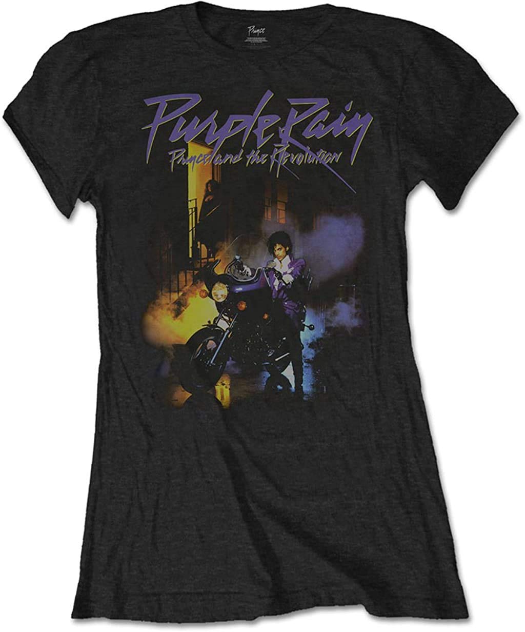 Rock Off Officially Licensed Products Men's Black Prince 'Purple Rain' Wo Fitted T-Shirt (Large)