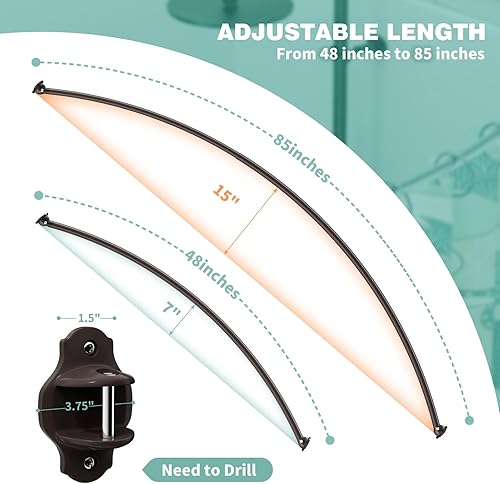 Miniatura 10 de Mcrbeay Barra de cortina de ducha curvada, ajustable de 40 a 72 pulgadas, barra de ducha curvada extra ancha para baño, barra de ducha a prueba de