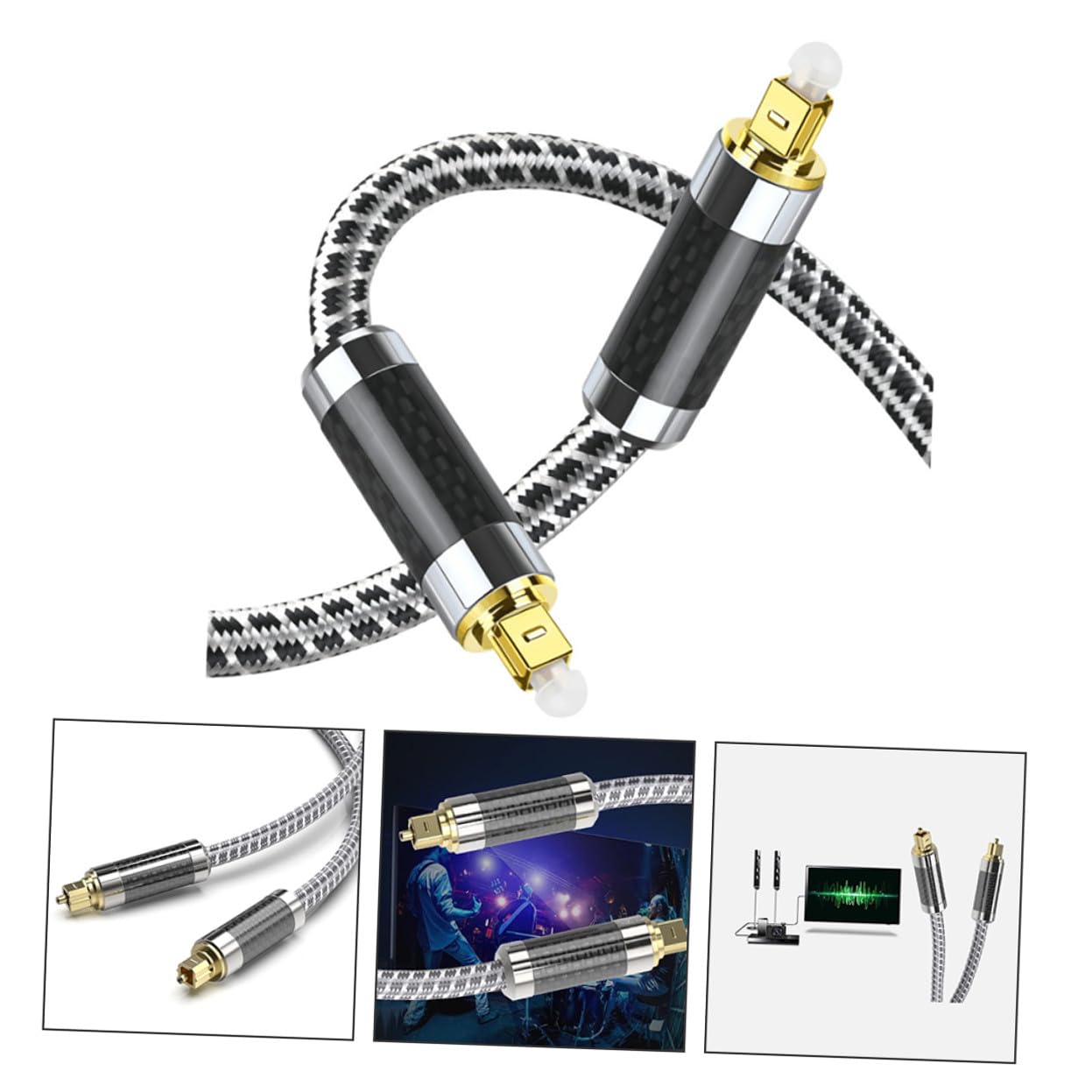 Cavo Ottico Audio Digitale Metri Flessibile e Resistenti a Disturbi Elettromagnetici per Tv Amplificatori e Altoparlanti con Schermatura Intrecciata Alta Densità