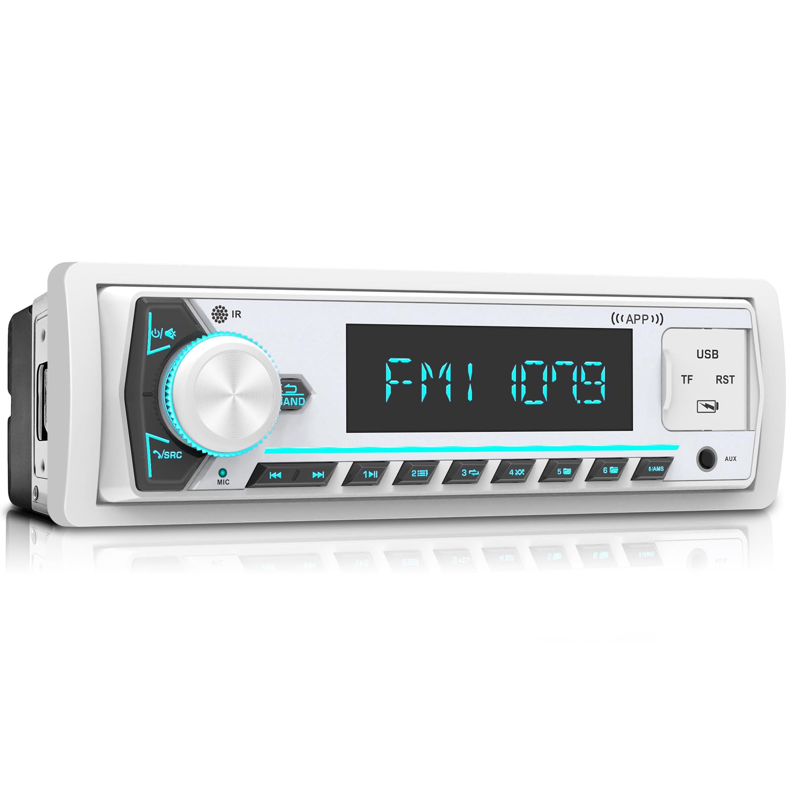 Single Din Marine Radio Receiver: Bluetooth Car Stereo for Boat - Digital LCD Display AM FM Tuner USB SD AUX 4.2-CHN 2 Subwoofer Outputs-image-19