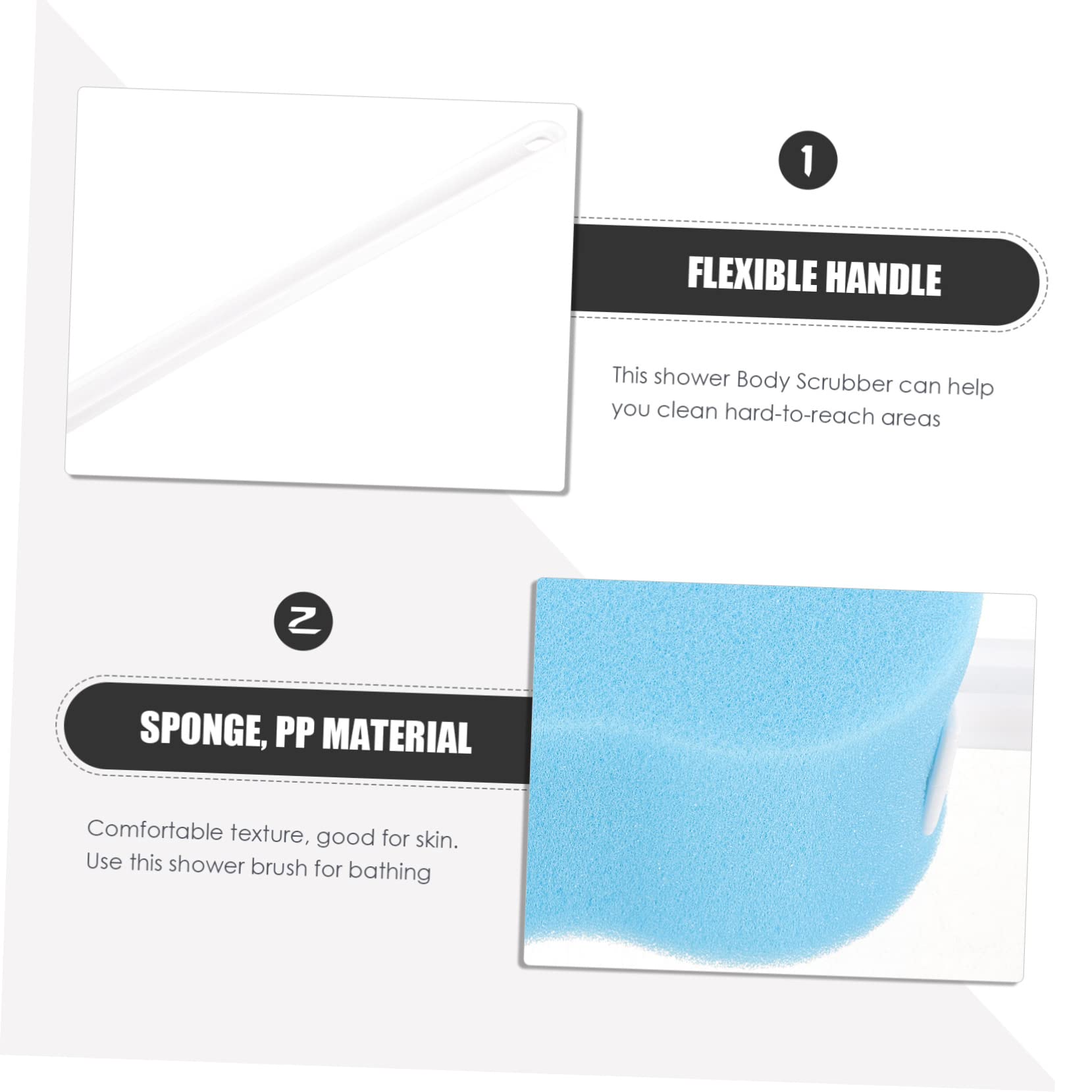 BCOATH Long Handle Back Scrubber Brush with Soft Sponge Body Cleaning Tool for Shower Comfortable Texture for Skin Care Bath Brush for Elderly and Disabled Users