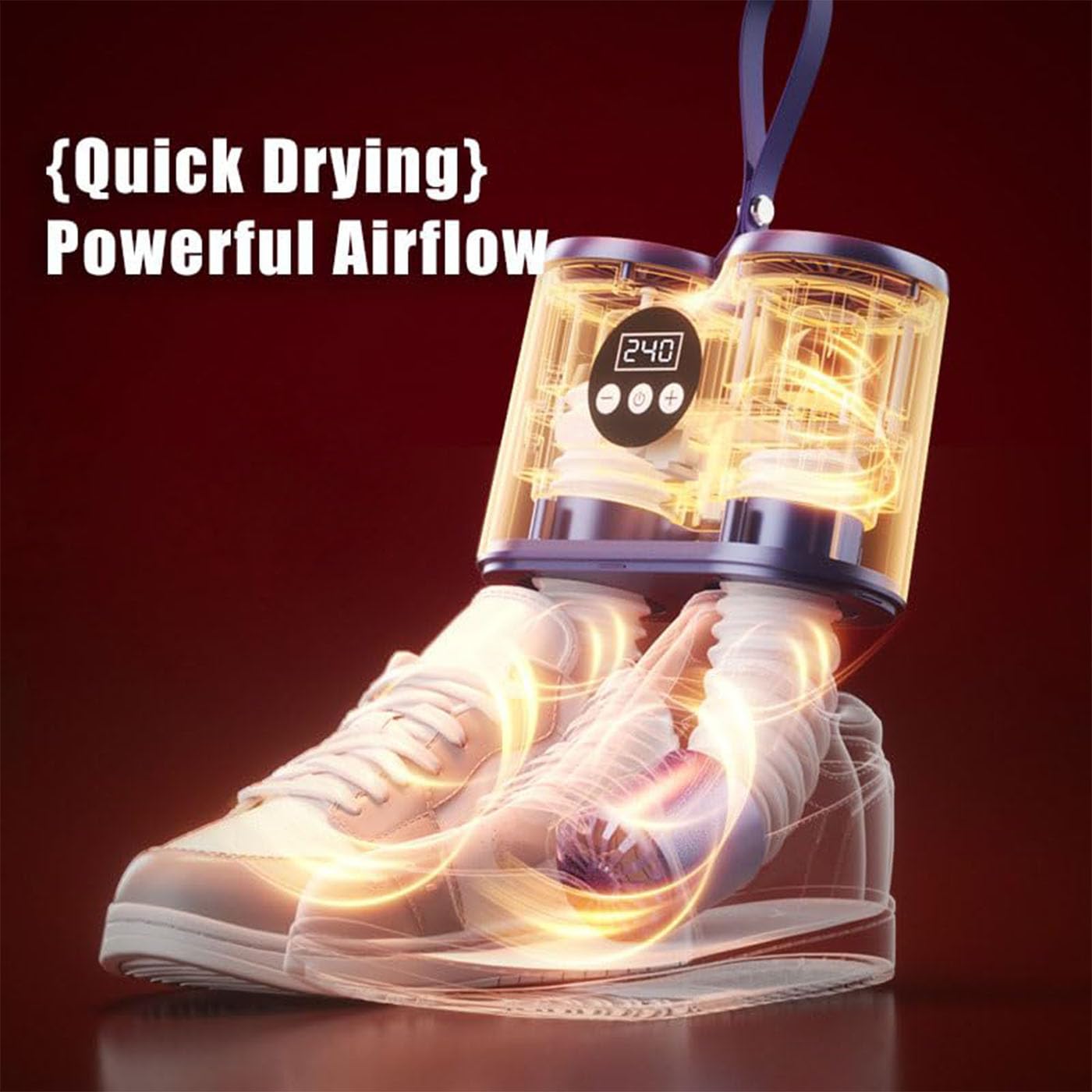 Secador Eléctrico de Botas y Zapatos con Soplador de Calor, Conducto de Aire Caliente Retráctil, 3 Niveles de Calor y Función de Temporizador, Secador Portátil con Calefacción Para Zapatillas, Botas