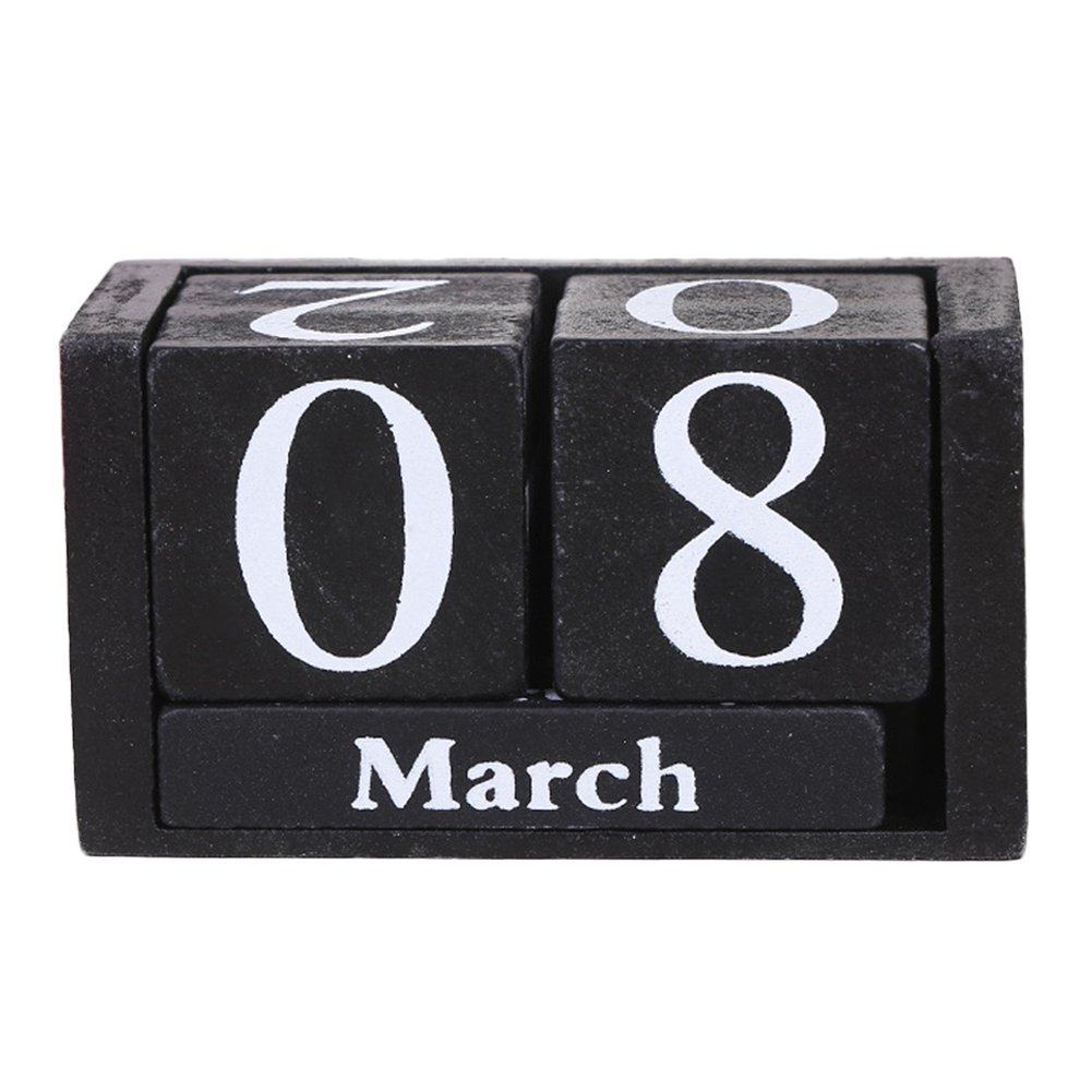 ljym88 Wood Calendar DIY Desk Decoration Reusable Home Office Decor Living Room Wood Block Desktop Planner Month Date Display Gifts