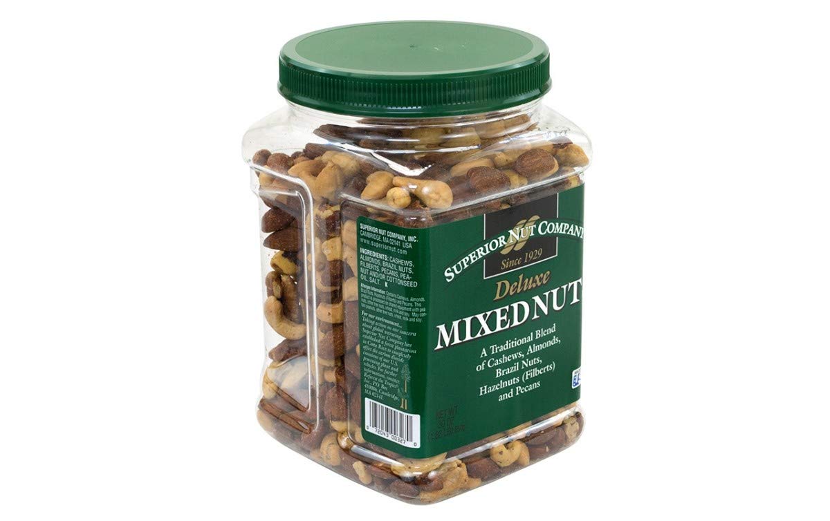 Superior Nut Mixed Nuts No Peanuts, salted 30oz