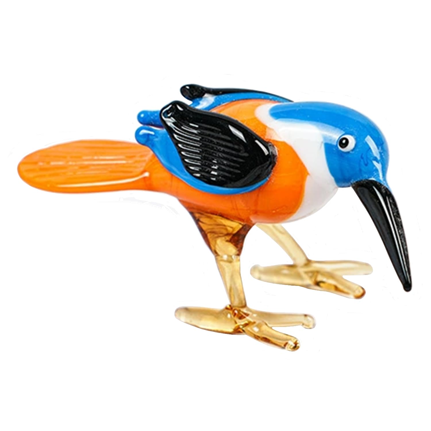 JTDZ Cute Bird Figurine Art Handmade Blown Glass Animal Statue Collectible Desk Crystal Ornaments for Table Centerpiece Home Decor (Style 3)