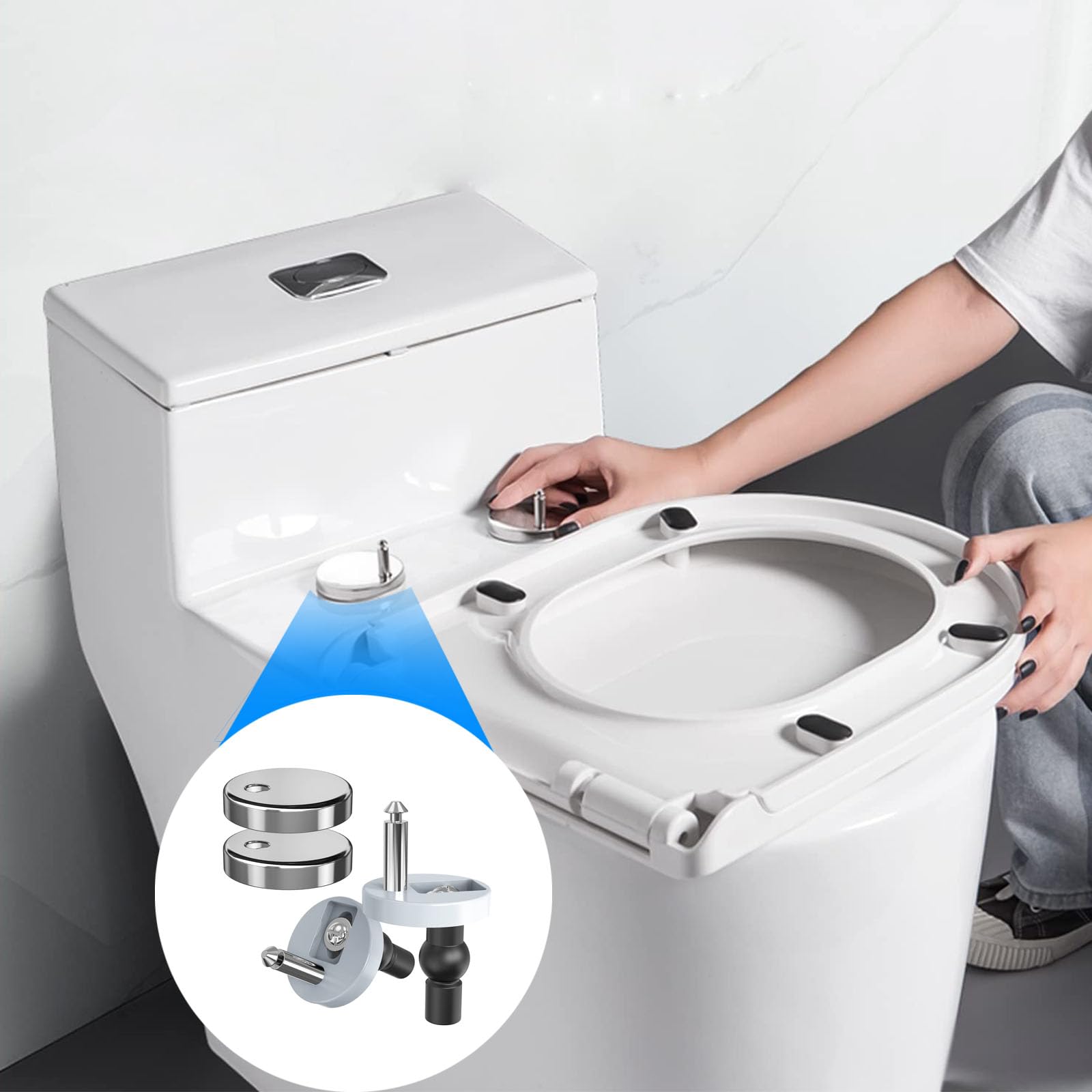 2Pcs Quick Release Toilet Seat Top Fittings Toilet Seat Hinges Toilet Seat Fixings Universal Top Fixing Quick Release Toilet for Toilet Blind Holes - Image 4