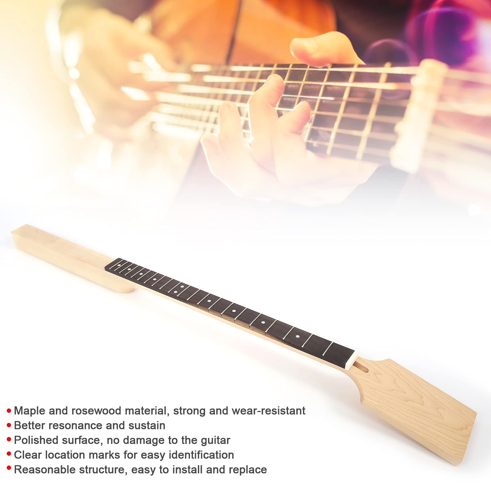Gitara szyja, odporna na zużycie, łatwa do wymiany, akcesoria do instrumentów muzycznych z palisandru klonowego Podstrunnica 21 szlaków do gitary cygar Box