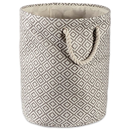 DII Woven Paper Storage Bin, Geo Diamond, Gray, Large Round