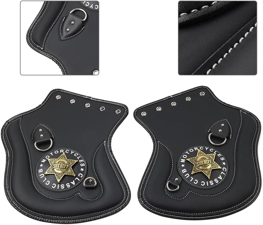 Cngoat41 163# Radiator Shrouds Shield Deflector Heat Saddle 1 P Universal For motorcycles. Leather, Metal buckle Black Hexagram Pattern