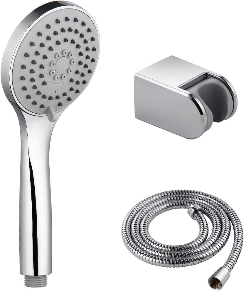 Low Pressure Shower Head and Hose and Holder,Bathroom Shower Kits Chrome Set with 3 Function Low Pressure Handheld Shower Head and Adjustable Shower Bracket Support Holder and 1.5m Length Chromed Shower Hose by Aquatimez(Chrome)