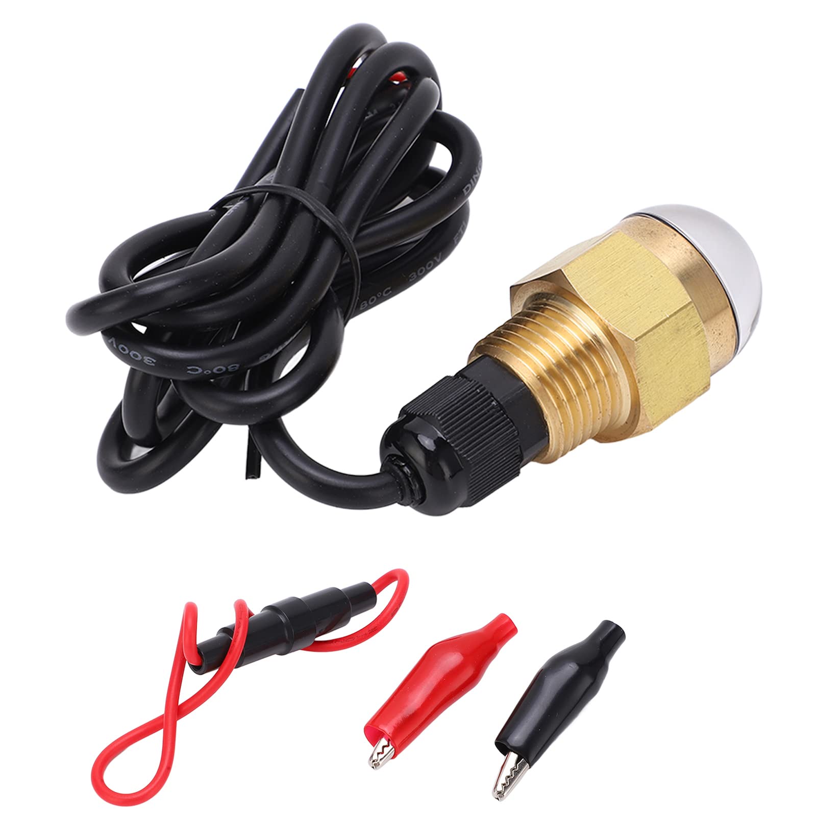 12V 12W Boat LED Underwater Light, Marine Drain Plug Light, 840LM Bright Brass NPT 1/2 Threaded Waterproof LED Light for Yacht Hull Illumination with Mounting Clips and