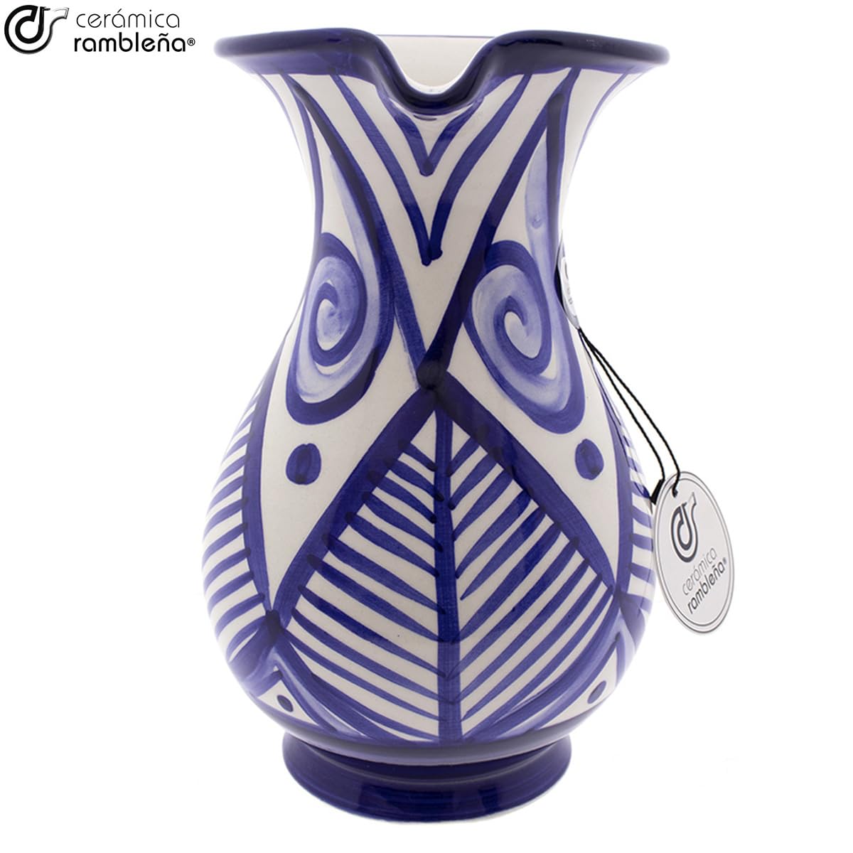 CERÁMICA RAMBLEÑA | Brocca per Acqua | Brocca per Latte | Caraffa in Argilla Terracotta | Caraffa per Succo | Brocca d'acqua Modello 05 | Decorazione 100% Fatta a Mano | 1.5 Litri