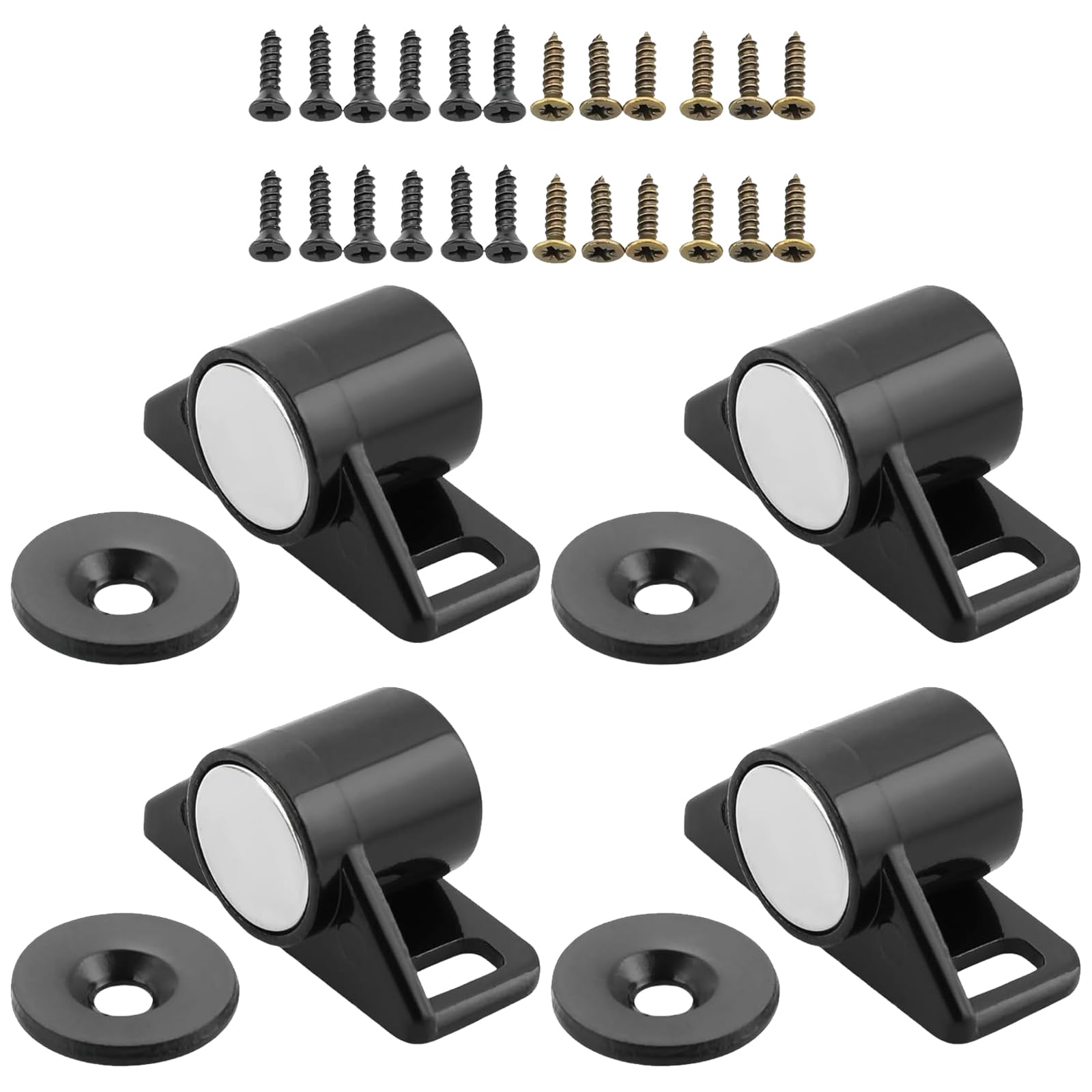 Oiieco 4pcs Zinc Alloy Magnetic Door Catch for Cupboards Wardrobes and Interior Doors – Strong Hold Invisible Cabinet Lock with Plastic Housing and Neodymium Magnets