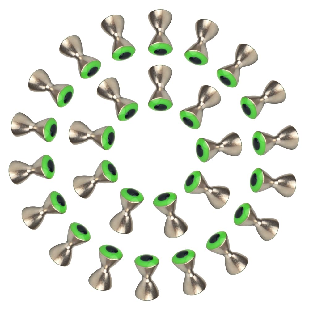 MUUNNN 50pcs Dumbbell Eyes Fly Tying, Fly Tying Eyes Realistic Brass Fly Tying Barbell Eyes(3.2mm,Green)