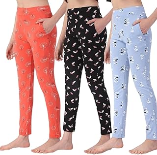LENAM Women's Soft Cotton Printed Pyjamas/Track Pant/Lower/Lounge Wear, Night Wear Pant(Prints May Vary) - Combo Pack