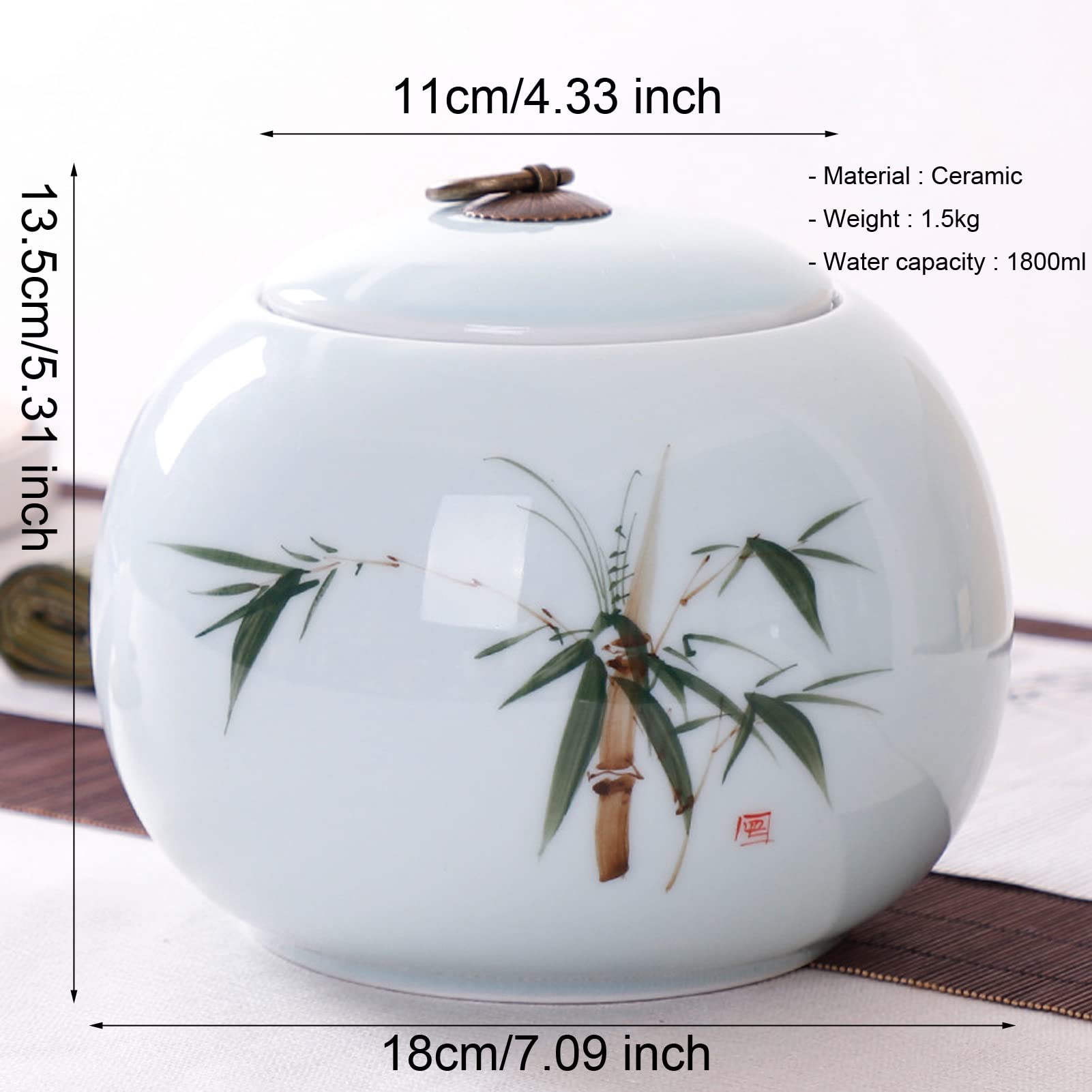 Urny, Ceramiczna urna na prochy z ręcznie malowanym wzorem krajobrazu –(Bamboo)