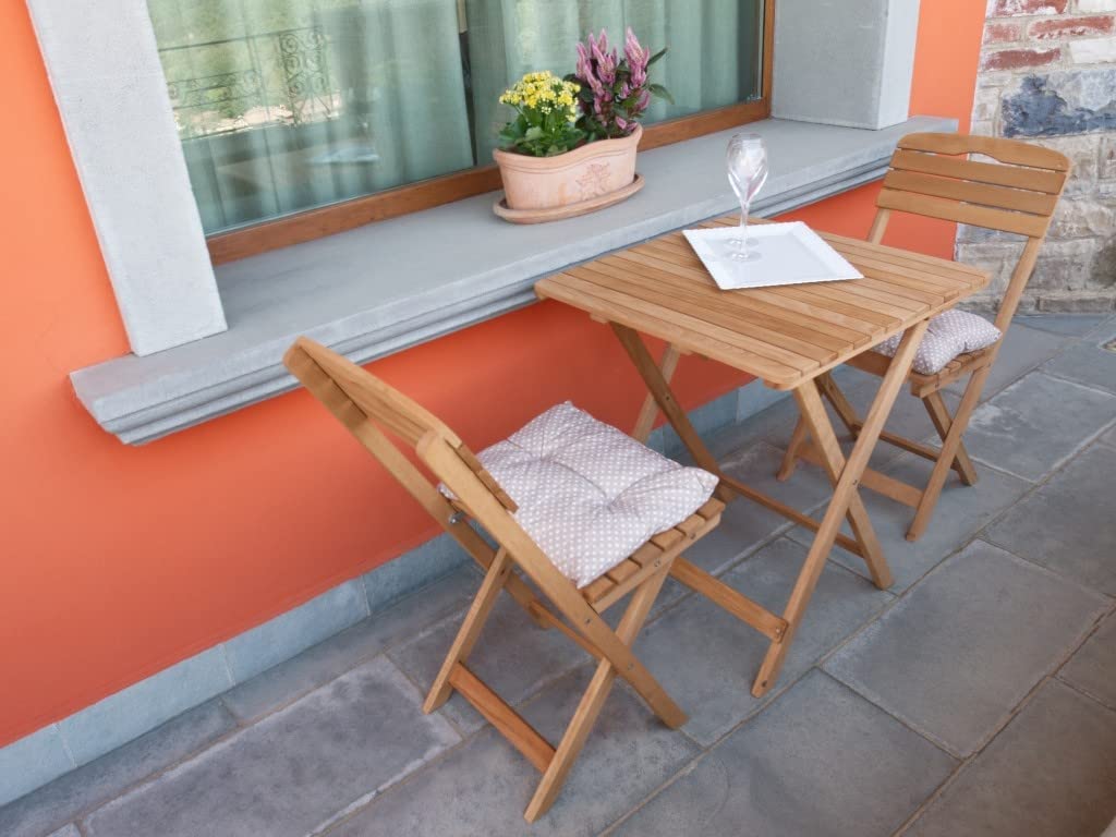 Salon de jardin gain de place Cannes ensemble table chaises pliantes bois Losa