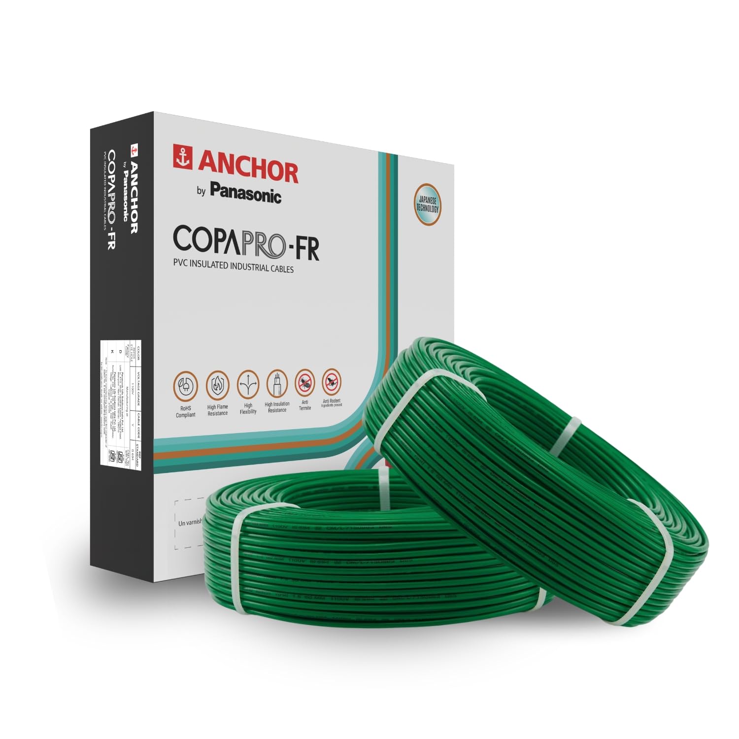 Anchor by Panasonic 1 mm COPAPro FR Electrical Wire, 90 Meter Fire Resistant Single Core PVC insulated Pure Copper Wire, Anti Rodent Anti Termite Flexible Wire for Connections (GREEN, 96138GN-02)-image-45