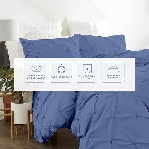 Miniatura 6 de Kotton Culture - Juego de funda de edredón de 3 piezas, 100% algodón egipcio de 600 hilos, con cierre y lazos en las esquinas, diseño plisado