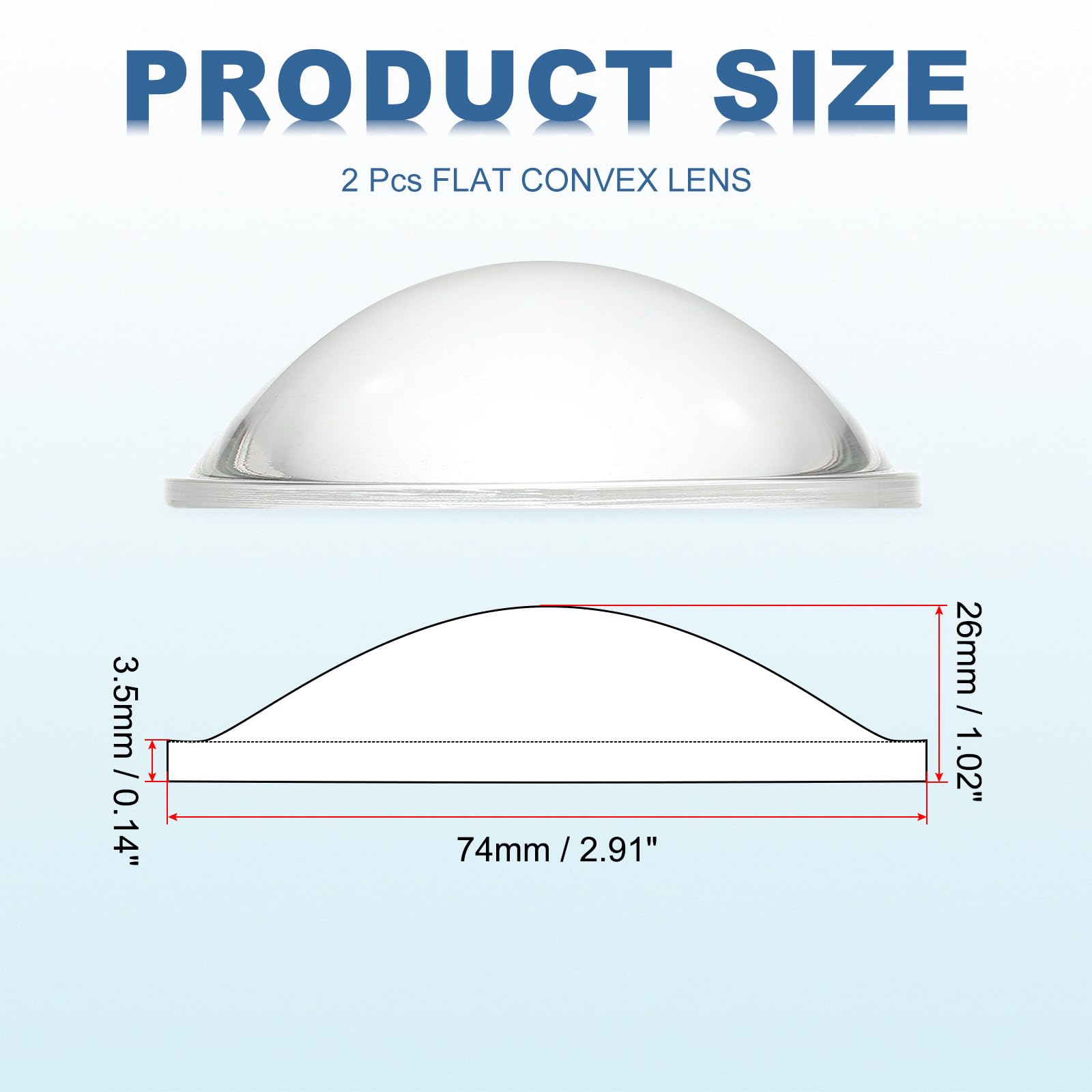 PATIKIL Diameter 74mm Flat Convex Lens - Image 2