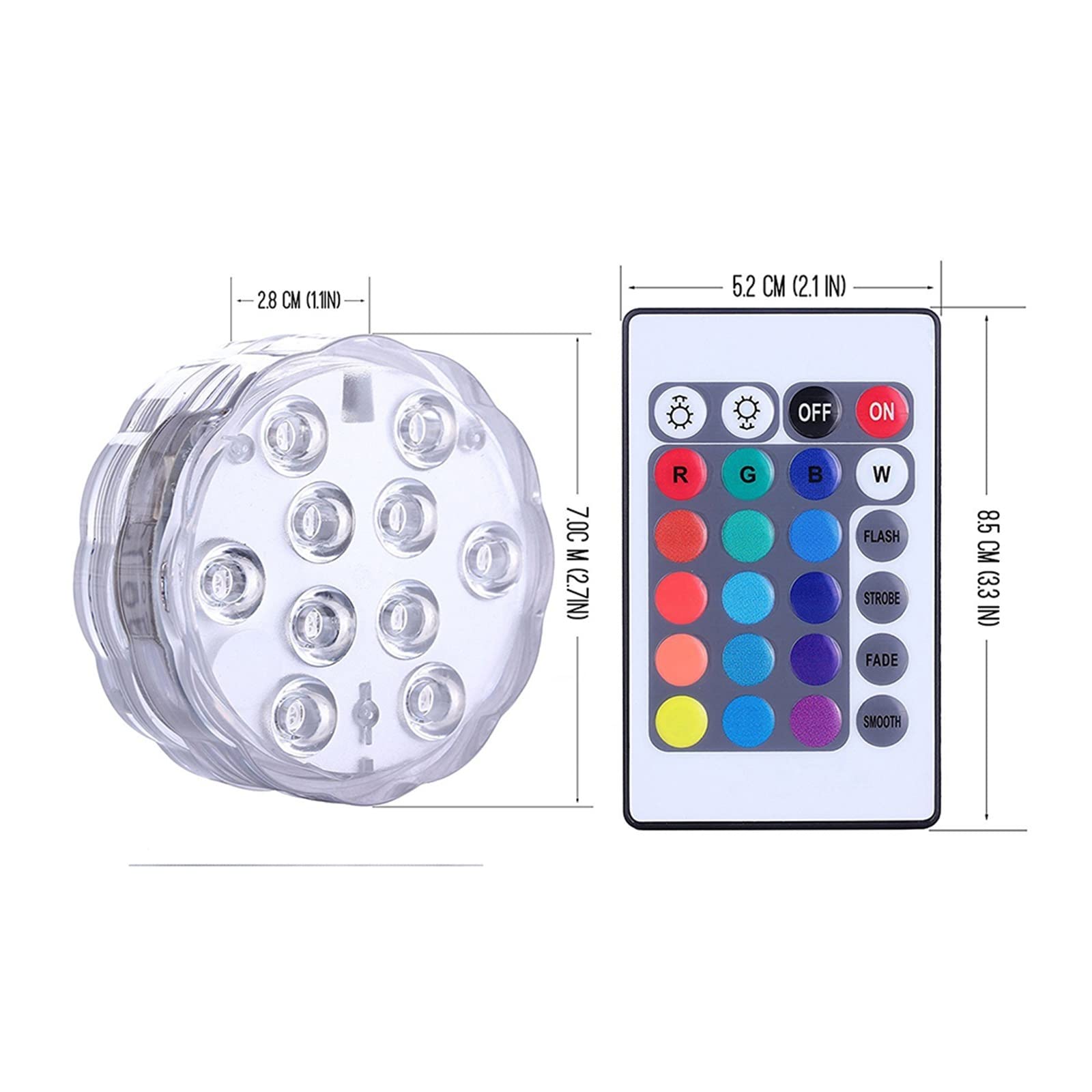 Luz de buceo con Control remoto RGB IP68, luces subacuáticas impermeables, estanque, piscina, lámparas decorativas noche for acuario Bajo Consumo De EnergíA(1 controller 9 Lamp)