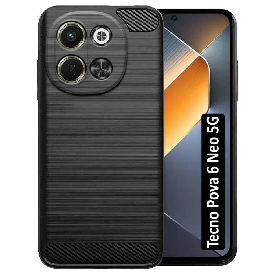 Fashionury Back Cover for Tecno Pova 6 Neo 5G | Anti-Slip Grip | Hybrid Protection Shockproof | Rubber TPU Stylish Back Case for Tecno Pova 6 Neo 5G (Black)