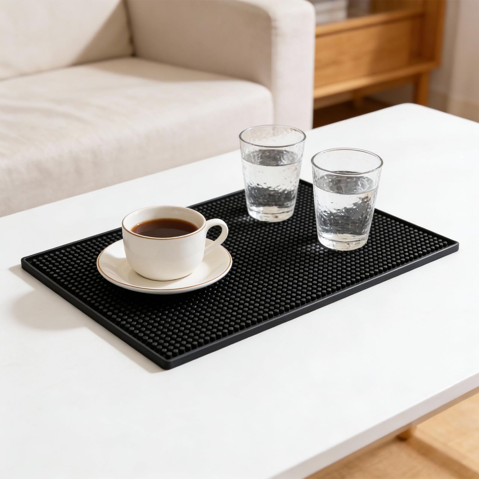 Juego de 3 alfombrillas de silicona para barra de bar, 45 x 30 x 1 cm, negro