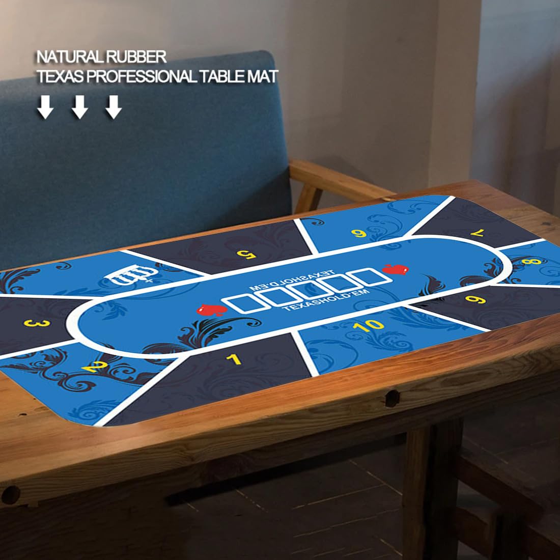 Tapete de Póker, Tapete Neopreno Juego Texas Holdem Verde, Cartas Poker Profesional, Tapete Cartas de Poker Juego Verde(120 * 60 cm)