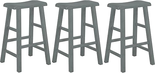 Miniatura 10 de eHemco Taburetes de madera maciza de alta resistencia, para encimera de cocina, 29 pulgadas, color blanco, juego de 3