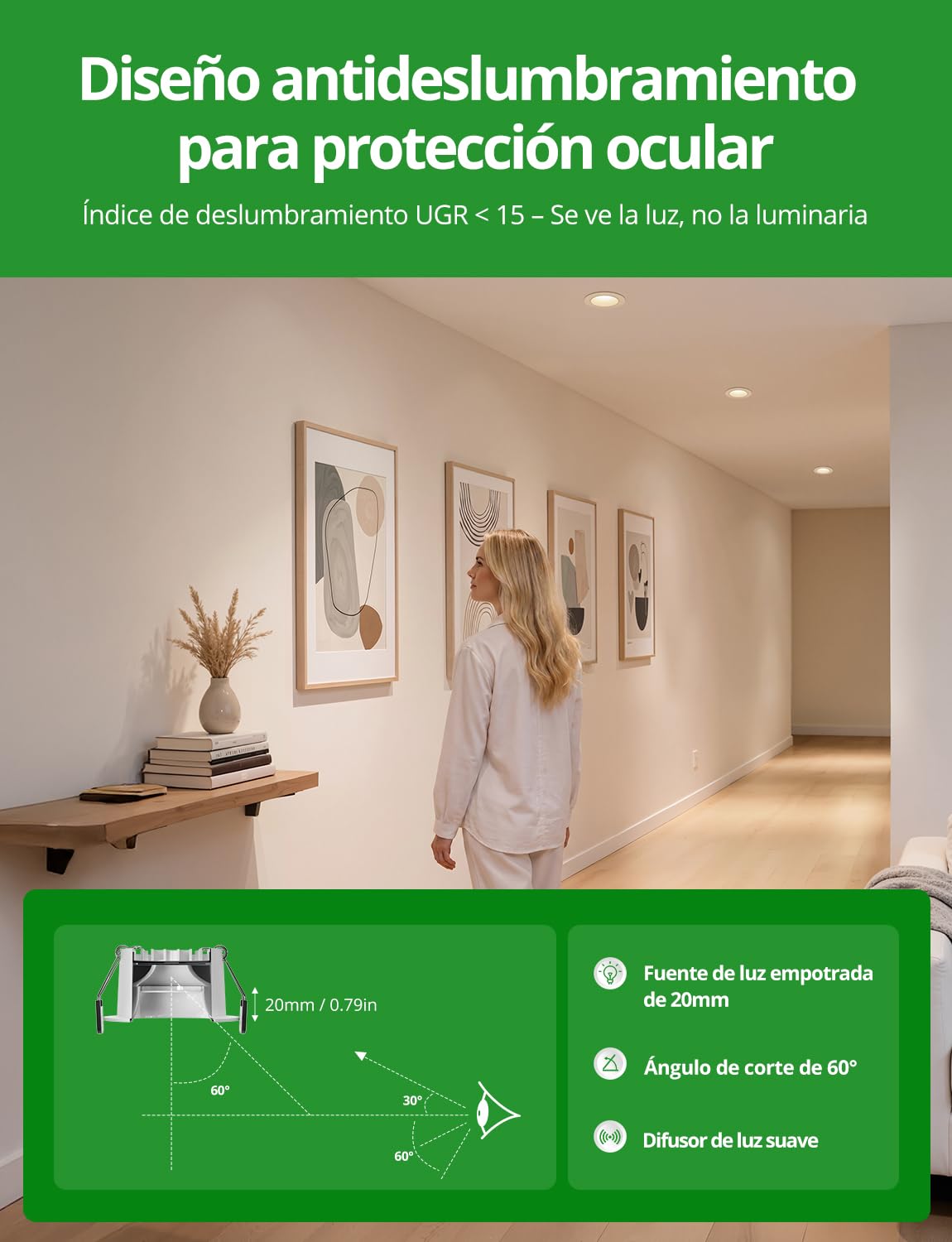 HOMEOW 20 Pack Focos LED Empotrables Techo Antideslumbrante | Downlight Corte 72mm - 80mm, 7W Empotrado IP44 para Baño, Luz Cálida 2700K Neutra 4000K Frio 6000K para Cocina Ducha Plafones