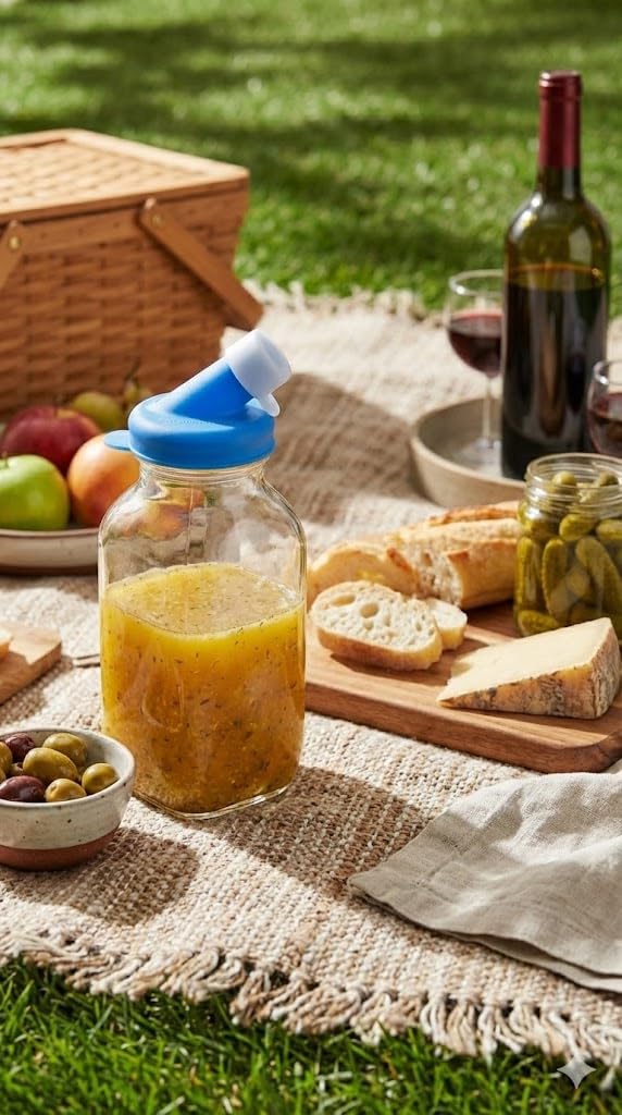 KitchenToolz Salatdressingbehälter Glasflaschen - 473.6 g Glas Salat Dressing Shaker Flasche 4er Pack mit nichtmetallischen Silikondeckeln für Dressings, Marinaden, Soßen