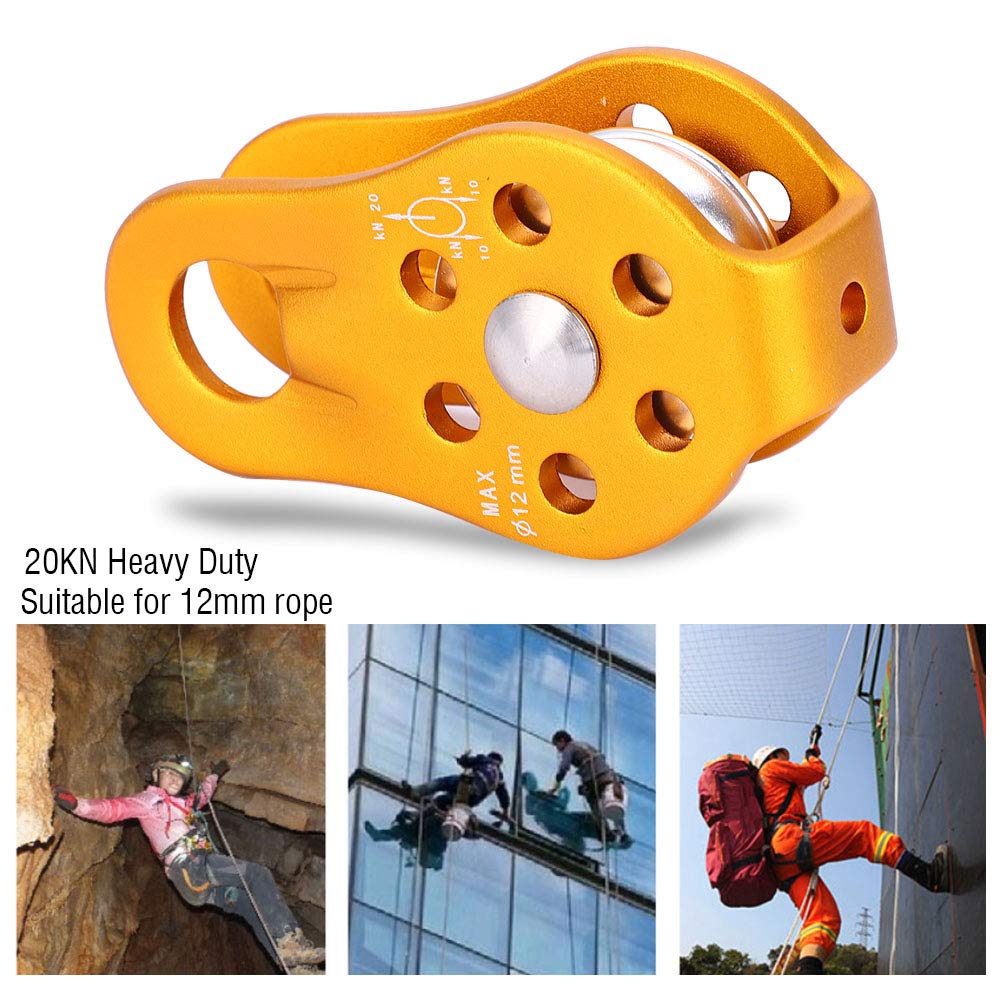 Climbing Pulley Zip Line Pulley Rigging Pulley Alloy Heavy Duty Single Rope Pulley Block Climbing Safety Equipment for Rock Climbers Rescue Workers