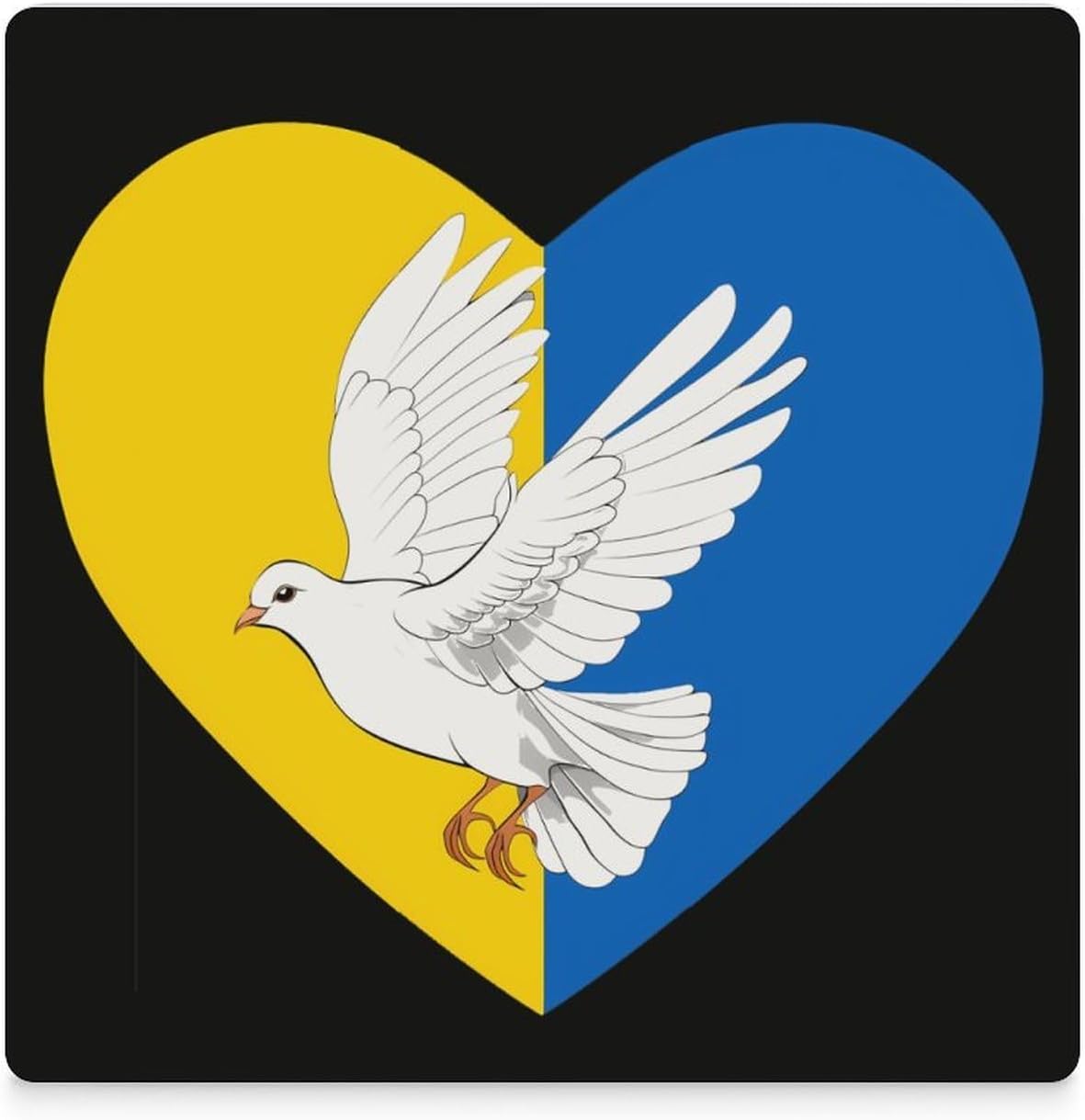 Ukraine Flag Heart Dove Coaster for Drinks Square Ceramic Table Coasters Stone Mat Crafts 6PCS Home Kitchen Decor