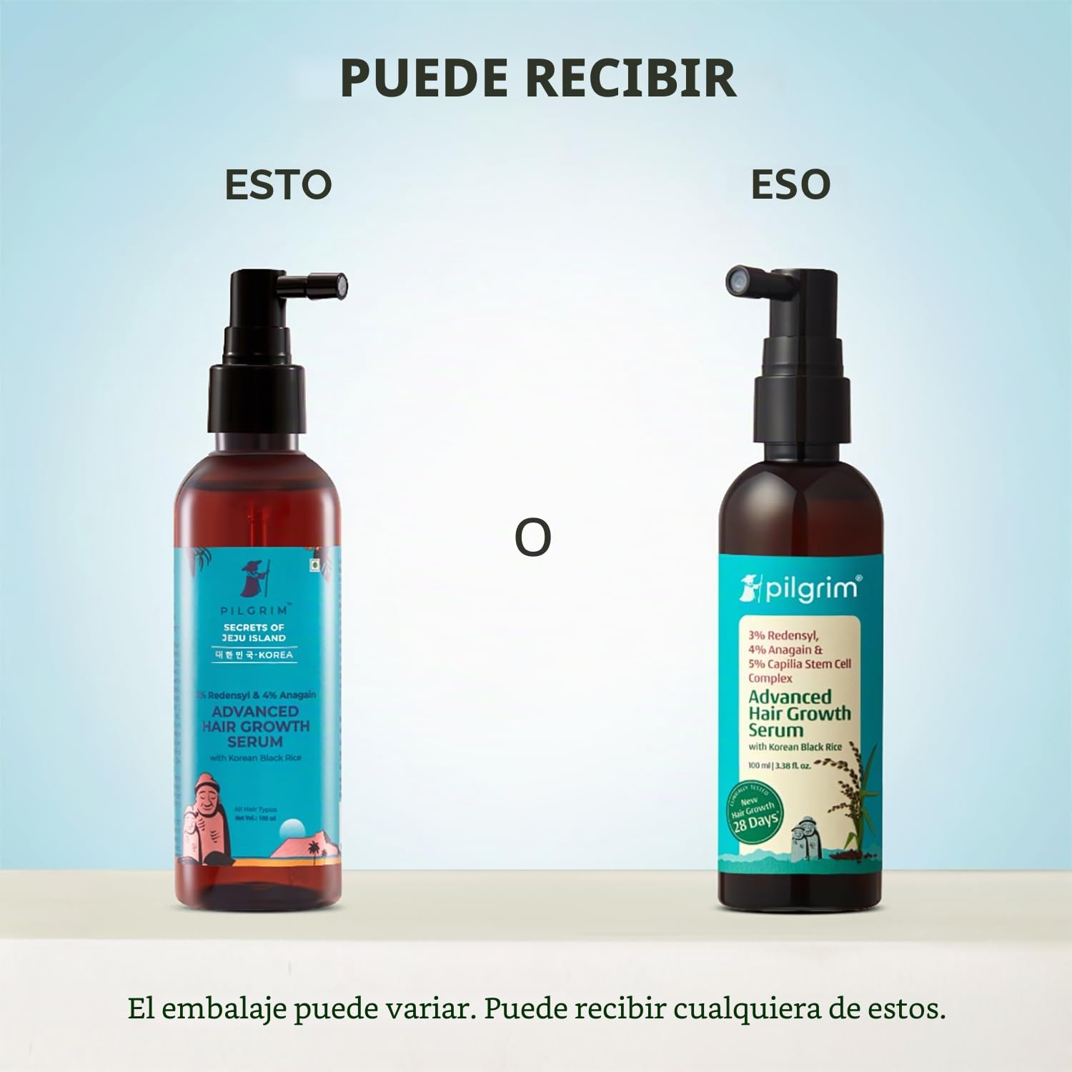 Pilgrim Redensyl 3% + Anagain 4% Advanced Hair Growth Serum (100 ml) con arroz negro coreano, controla la caída del cabello, estimula el crecimiento del cabello, aumenta la densidad del cabello, suero