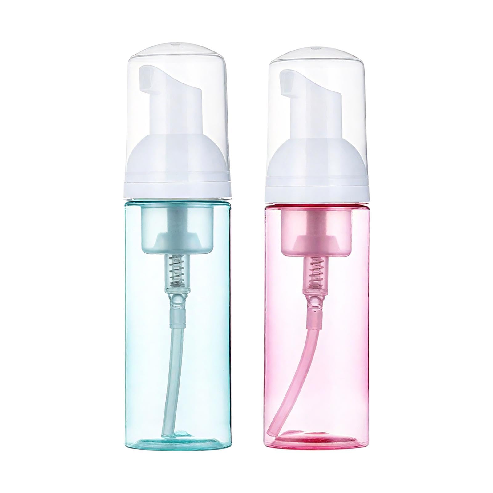 2 Pack Foam Pump Bottle, 60 Ml/2 Oz Portable Mousse Foam Soap Dispenser, Clear Mini Refillable Pump for Travel Skin Care