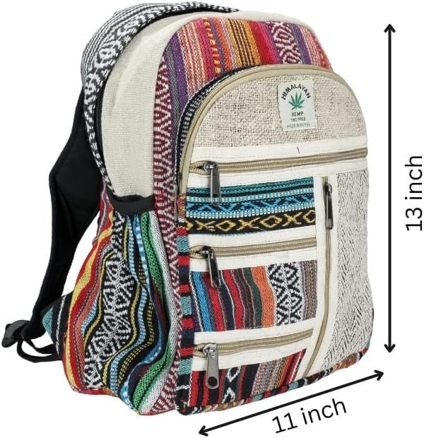 Small-Hemp-Backpack-Traveling-Backpack-Cotton-Stripe-Nepali-Backpack-Himalayan-Backpack-Small-13-x-11-x-5-Bag