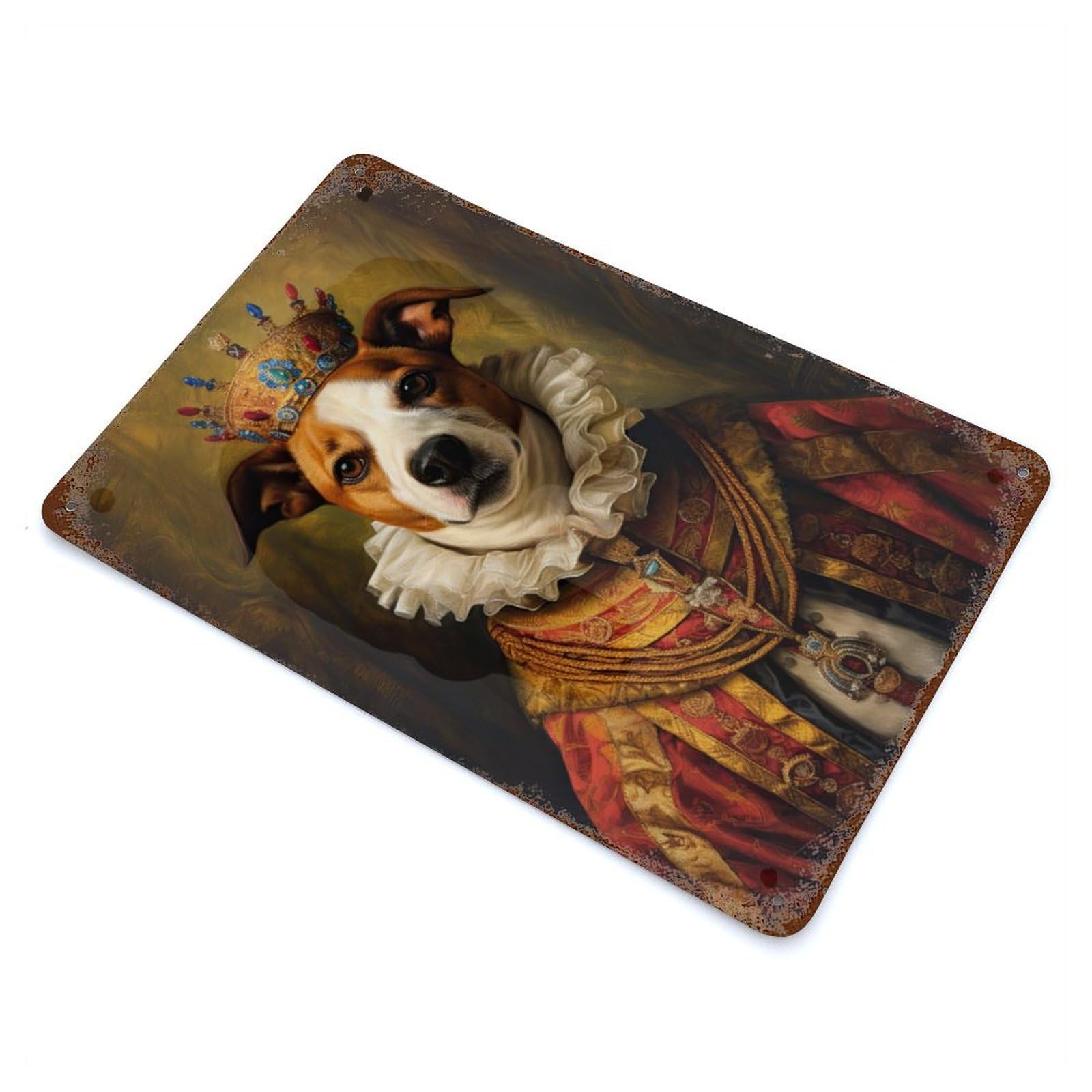Jack Russell Terrier King Rusty Metal Tin Sign 11.8"x7.9", for Basement, Hobby Room And Garage Decor, Retro Wall Decor