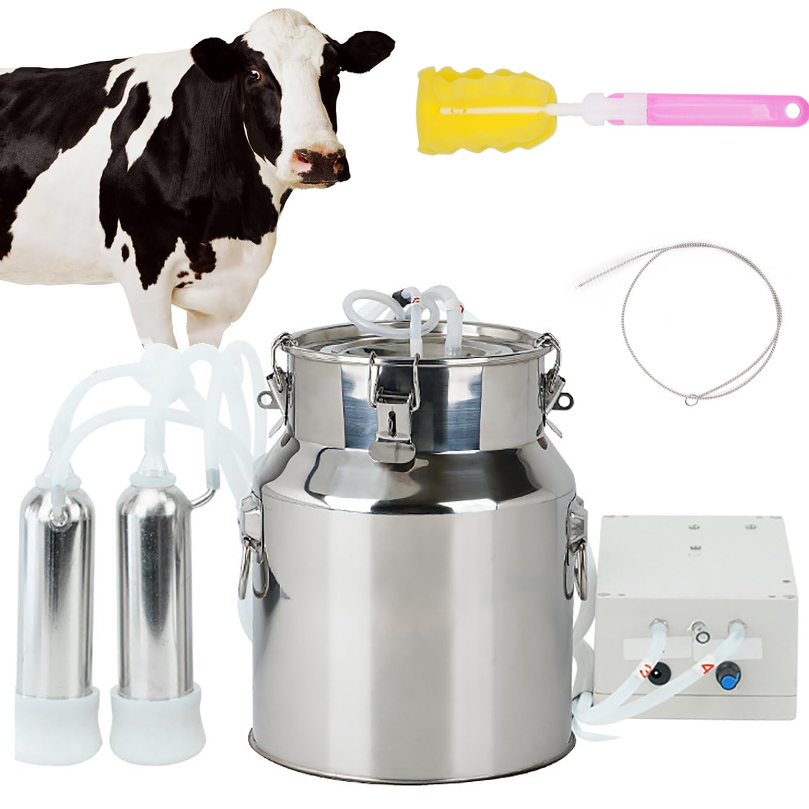 Machine à Traire éLectrique pour Vaches, Trayeuse à Pompe à Vide à Pulsation 3L/5L/10L/14L, ArrêT Automatique Lorsque Le Lait Est Plein, Traite Confortable, pour Famille, Petite Ferme,10L