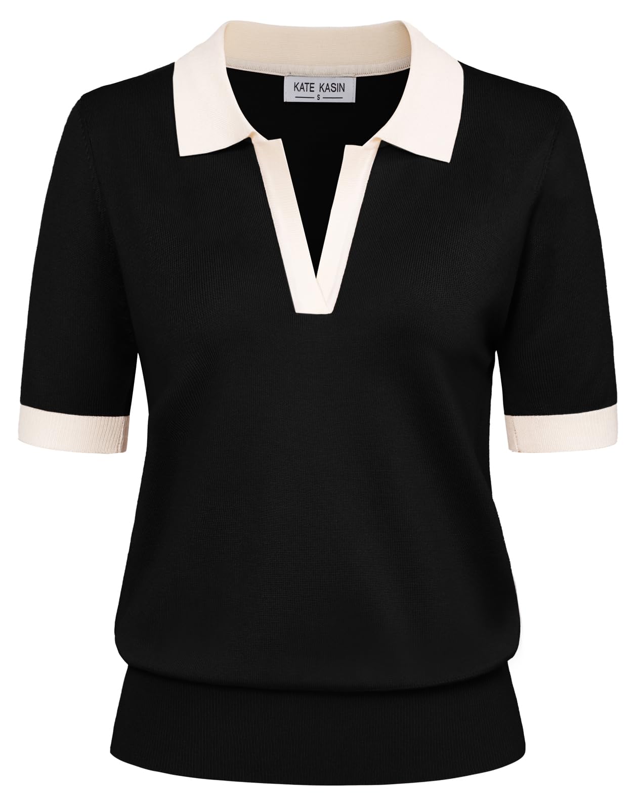 Kate Kasin Jersey para mujer, manga corta, verano, elegante, polo básico, parte superior de punto