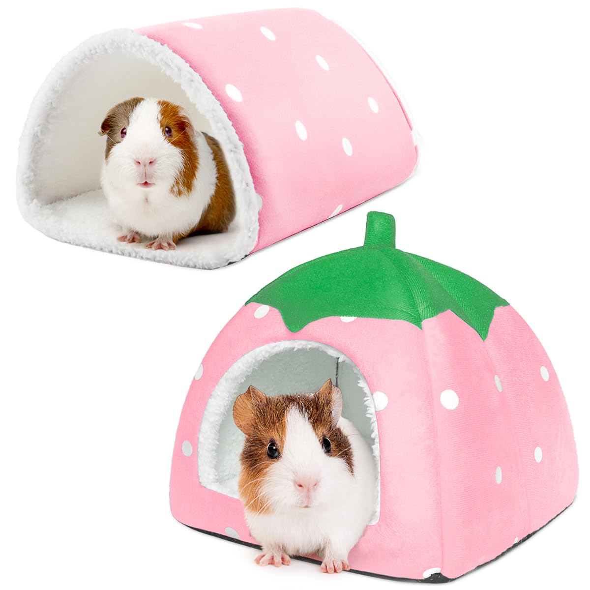 Meerschweinchenversteck mit Tunnel, waschbares Chinchilla-Hausbett, Fleece-Versteck Anreicherungsspielzeug und Käfigzubehör für Frettchen Igel Kleintier