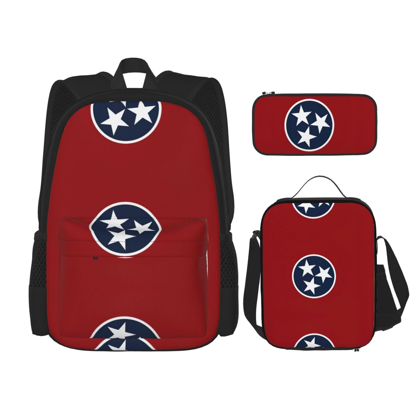 Tennessee flaga stanu plecak dziecko chłopcy dziewczęta pudełko na lunch szkoła torba zestaw uczniów szkoły student prezent, Czarny, One Size, Bagaż